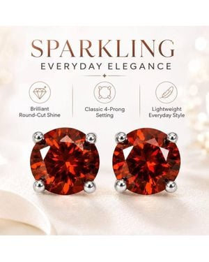 BluCore Tone Fiery Round Stud Earrings - Red