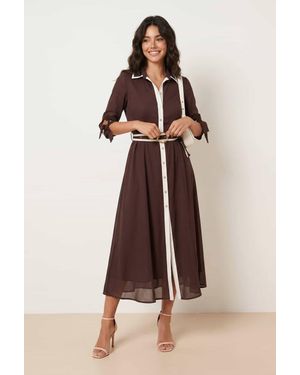 Style Cheat Tipped Daphne Dress - Brown