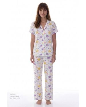 Penti Off- Blossom Floral Short-Sleeve Shirt Trousers Pyjama Set - Red