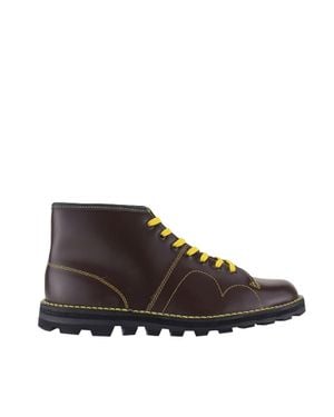 Grafters Original Coated Leather Retro Monkey Boots - Brown
