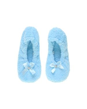 AJVANI Grip Sole Footsie Sock Slippers - Blue