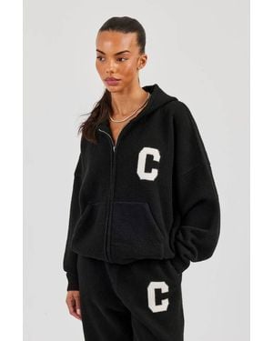 CERNUCCI Knitted Zip Through Hoodie - Black