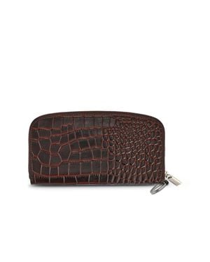 Jones Bootmaker Windflower Croc-Patterned Leather Wallet - Brown