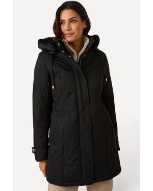 DAMART Thermal Padded Parka With Faux Fur Trim - Black