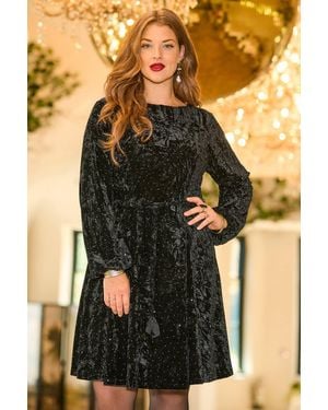 Joe Browns Phoebe Sparkle Velour Mini Dress - Black