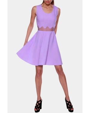 Cutie London Scalloped Skater Dress With Sheer Waist - Purple