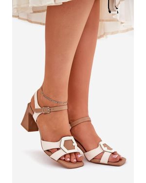 Love Lace Summer Classic Heeled Sandals With Buckle - Natural