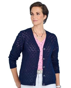 Chums Cardigan Pointelle Knit - Blue