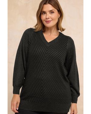 Evans Metallic Knitted Jumper - Black