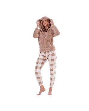 Keanu Checked Fleece Long Pyjama Set - Pink