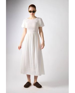 Shnoo Off Lace-Up Back Midaxi Dress - White