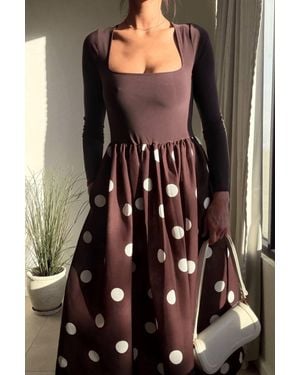 Style Cheat Sadie Chocolate Scoop Neck Midi Dress - Brown
