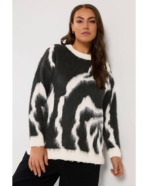 Yours Monochrome Swirl Jumper - Black