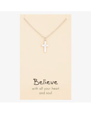 T.H.Baker Sentiments Believe With All Your Heart & Soul Cubic Zirconia Cross 13642 - Natural