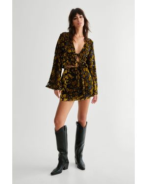 Nasty Gal Floral Devore Mini Skirt - Black