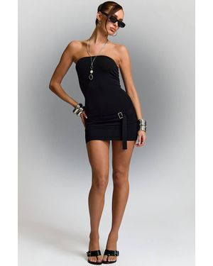 EGO Sleeveless Belted Knit Mini Dress - Black