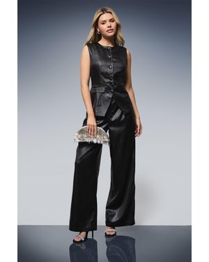 Dorothy Perkins Textured Satin Longline Waistcoat - Blue