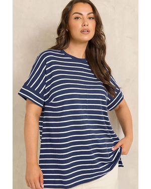 Evans Stripe Cotton T-Shirt - Blue