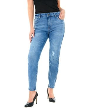 Smart Living Casual Style Classic Stretchy Ripped Skinny Fit Denim Jeans - Blue