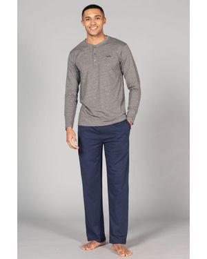 Tokyo Laundry Cotton 2-Piece Long Sleeve Top & Jersey Bottoms Pyjama Set - Grey