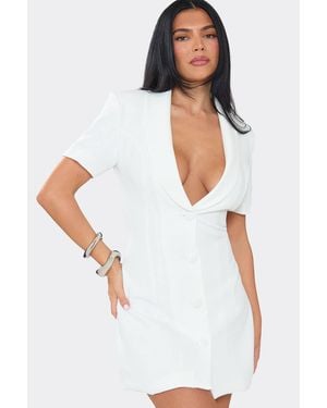 EGO Tailored Short Sleeve Mini Dress - White