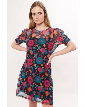 Louche Hettie 70's Floral Print Mesh Mini Dress - Red
