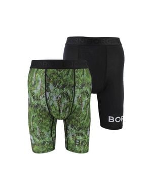 Björn Borg 2 Pack Performance Moisture-Wicking Boxers With Long Leg - Green