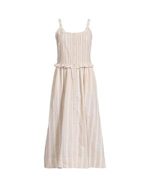 Lands' End Soft Ease Linen Blend Pintuck Midi Dress - Natural
