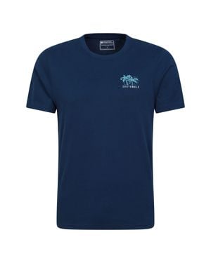 Mountain Warehouse 'Southwold' Breathable Regular Fit Printed Cotton T-Shirt - Blue