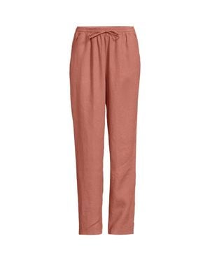 Lands' End Petite Relaxed Tapered Pull On Linen Trousers