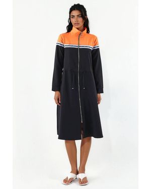 Msn-Collection Color-Blocked Midi Jersey Dress - Black
