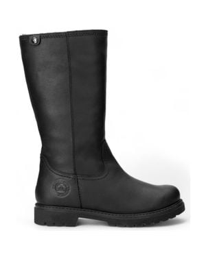 TruClothing Knee High Pull On Faux Fur Lining Leather Boots - Black