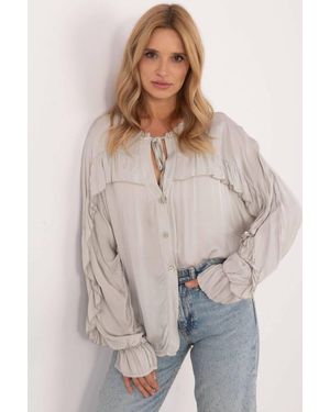 Love Lace Ochbella Viscose Long Sleeve Ruffle Shirt - Natural