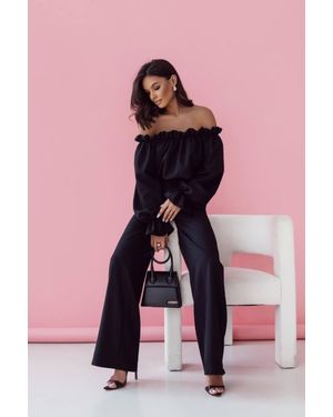 Love Lace Viscose Off-Shoulder Long Sleeve Fashion Co-Ord - Pink