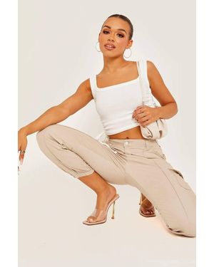 Stylewise High Waist Cargo Pockets - Natural