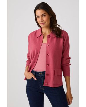 DAMART Relaxed Fit Thermal Polo Collared Patch Pocket Cardigan