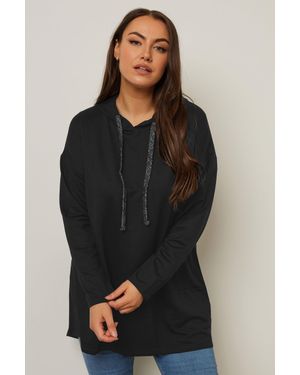 Yours Metallic Drawstring Hoodie - Black