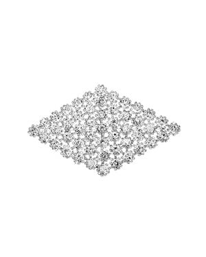Neel Blue Diamante Motif Sew On Rhinestone Applique Crystal Patch - Metallic