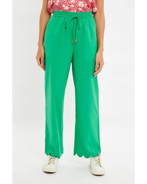 Louche Hibo Cropped Scalloped Hem Trouser - Green