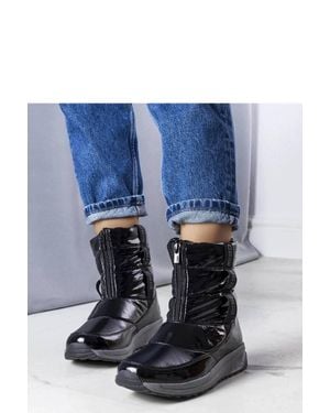 Love Lace Winter Slip-On Warm Lined Snow Boots - Blue