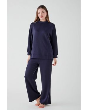 The Night Store Turtle Neck Lounge Trouser Set - Blue