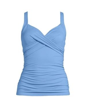 Lands' End Plus V-Neck Wrap Tankini Top - Blue