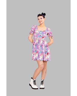 Hell Bunny Loulou Square Neckline Sweet Midi Dress - Pink