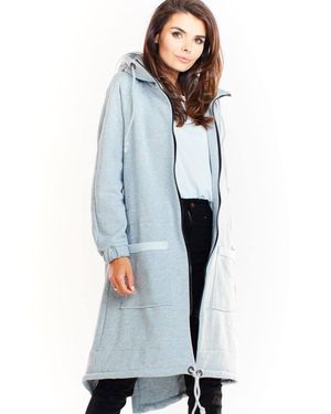 Love Lace Winter Cotton Long Sleeve Jacket With Drawstring - Blue