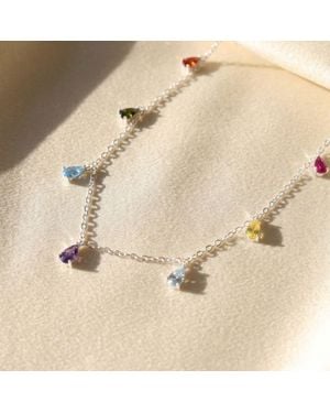 Harfi Vibrant Multi Colour Gemstone Teardrop Necklace - Natural