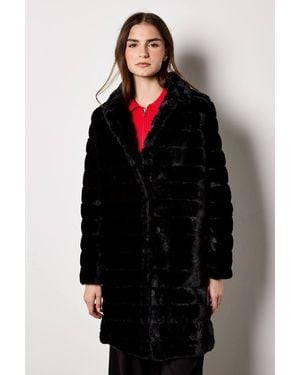 Apricot Faux Fur Panel Jacket - Black