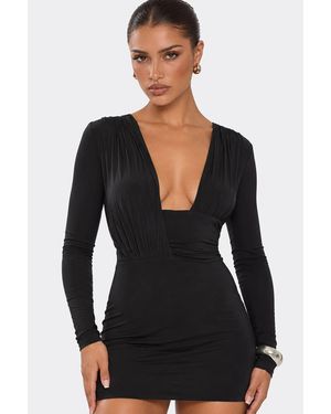 EGO Long Sleeve Slinky Mini Dress - Black
