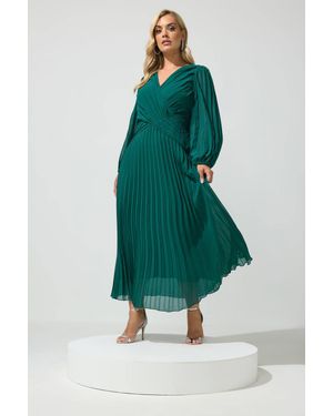 Yours Maxi Pleated Dress - Green