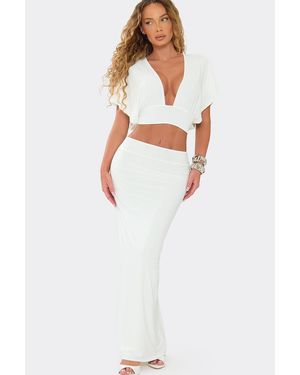 EGO Mid Rise Maxi Skirt - White