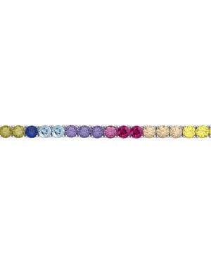 Jewelco London Cz Alternating Tennis Bracelet 4Mm 7.5" - Purple